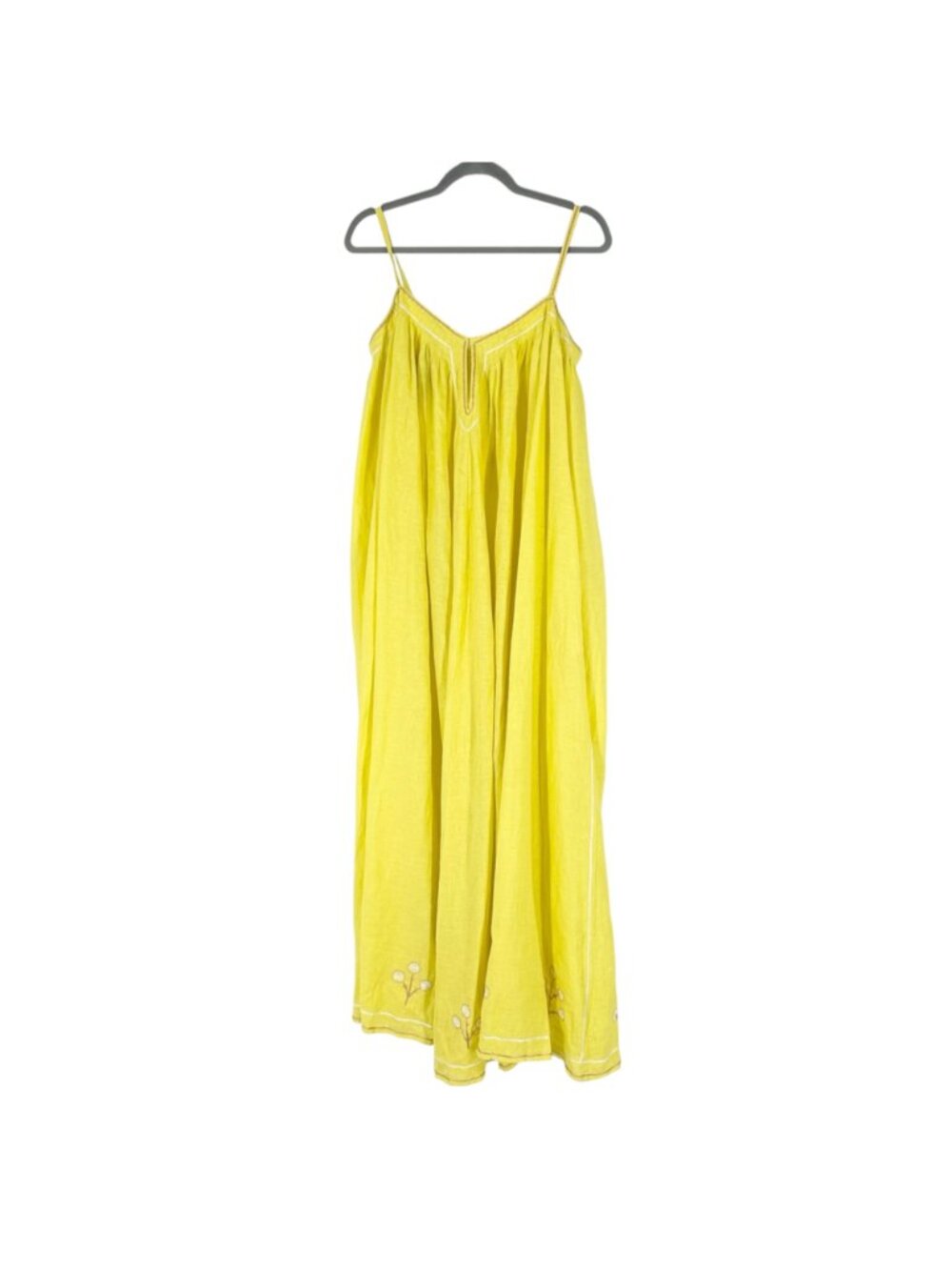 NWT Thierry Colson Zenobia Pintucked Embroidered Linen Maxi Dress - Picture 2 of 11